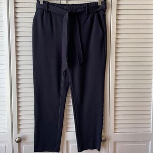 Rachel Zoe size 10 navy blue skinny leg ankle length stretch pants, tie front